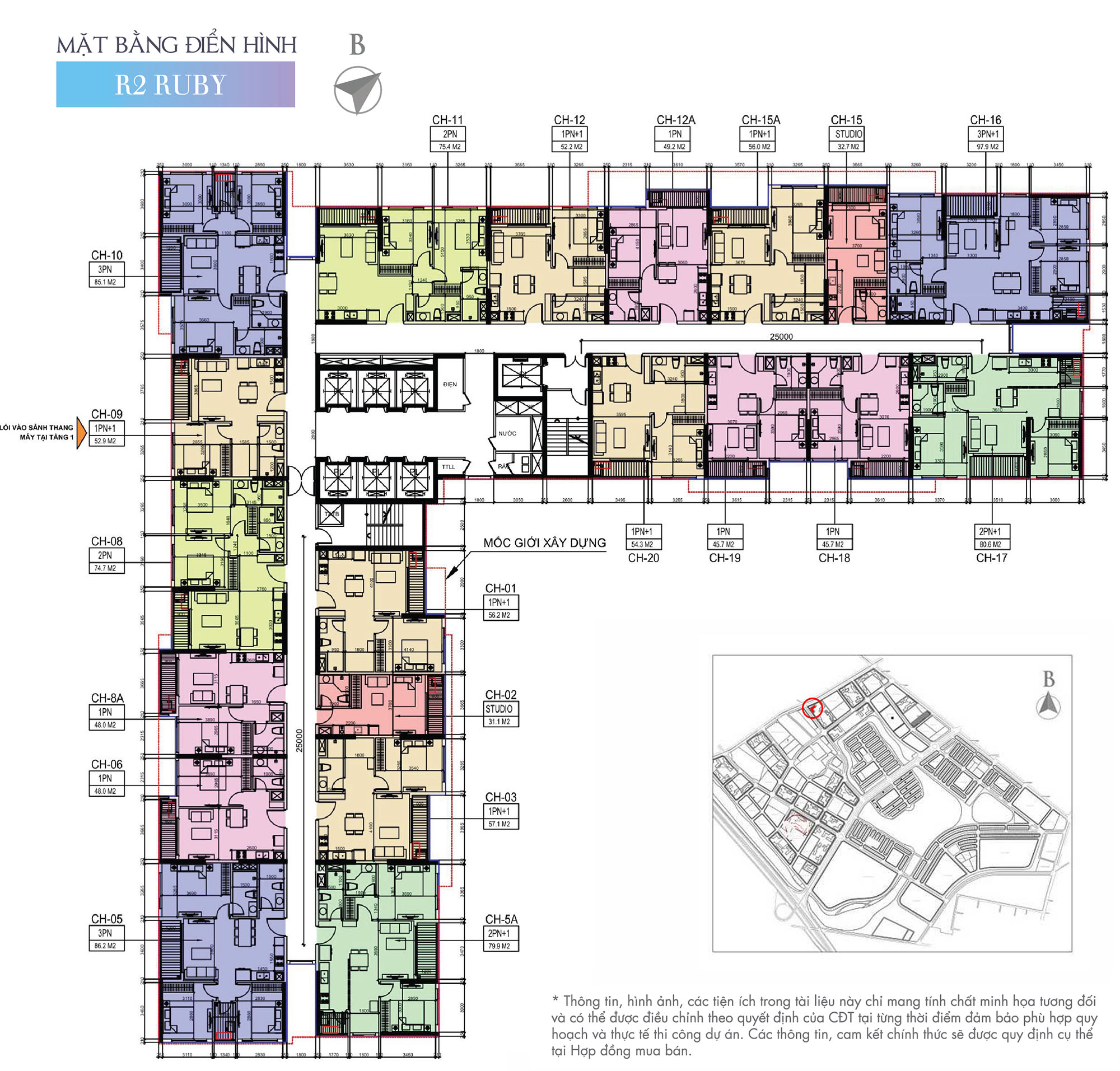 Mặt bằng tòa The Ruby 2 – Phân khu Vinhomes Ruby – Vinhomes Ocean Park