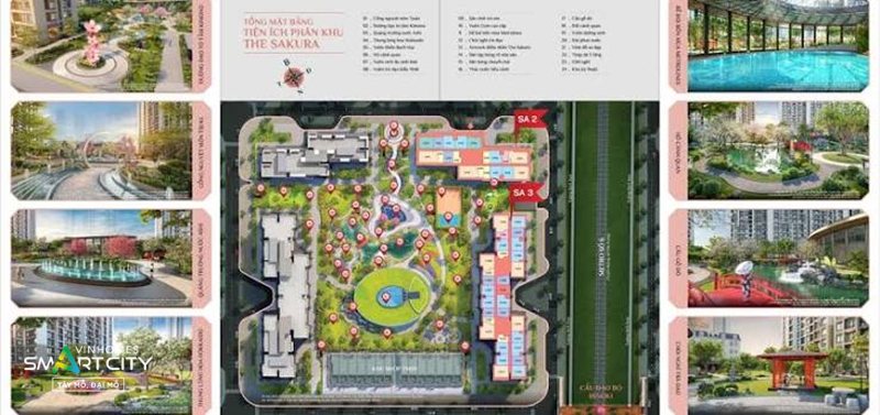 Tòa SA1 The Sakura - Vị trí giữa The Sakura và The Miami Tòa SA1 The Sakura - Vị trí giữa The Sakura và The Miami